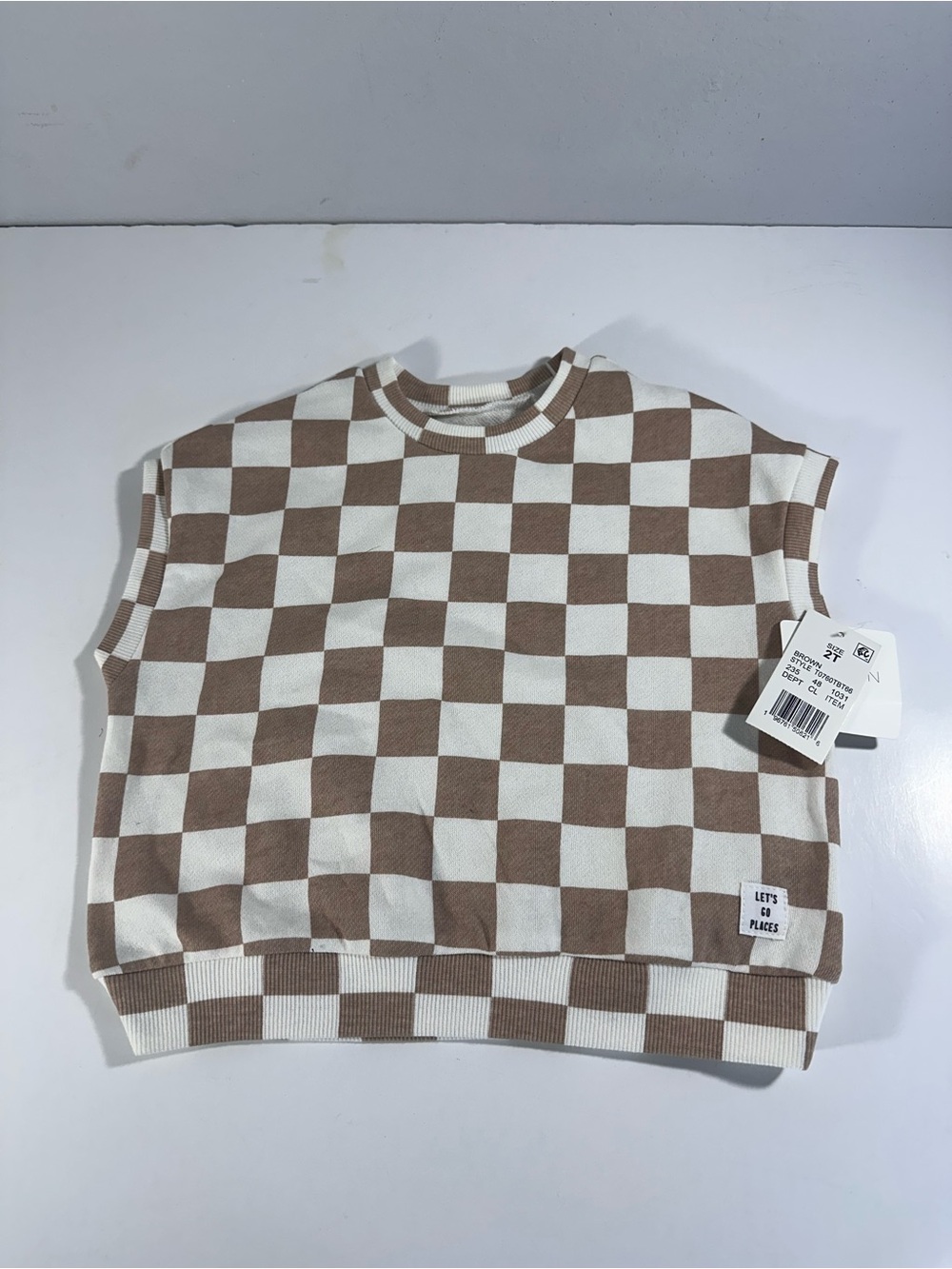 Grayson Mini 2T Brown Checkered Knit Tank Top Toddler Sleeveless Vest